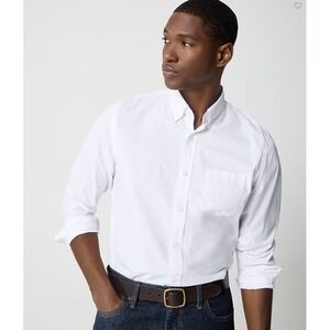 J Crew Shirt Mens 2XL White Slim Untucked Flex Washed Casual Button Down L0435
